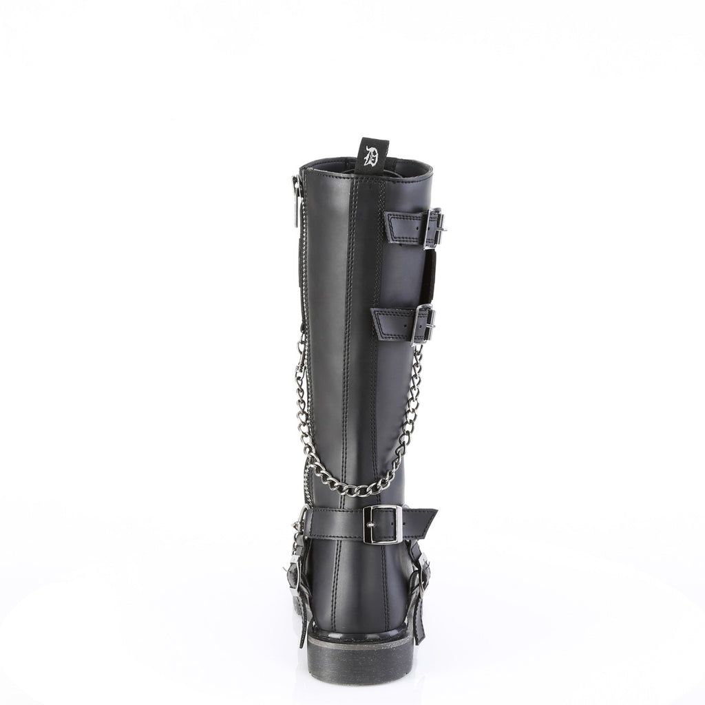 1 1/4" Heel 20 Eyelet Knee High Combat Boot, Side Zip Pleaser Demonia BOLT/415
