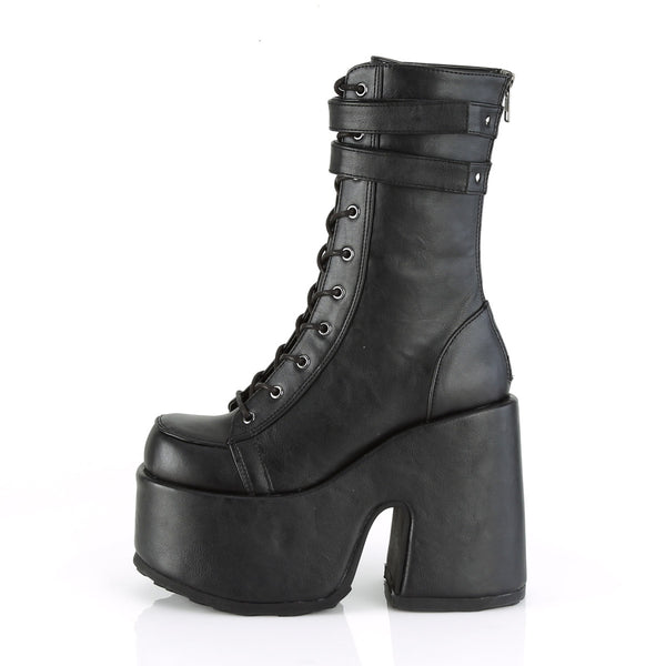 5" Chunky Heel, 3" P/F Lace-Up Mid-Calf Boot, Back Zip Pleaser Demonia CAMEL/250