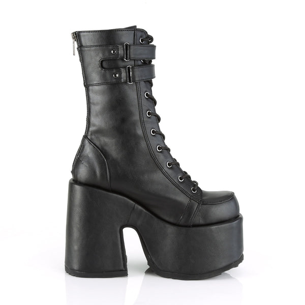 5" Chunky Heel, 3" P/F Lace-Up Mid-Calf Boot, Back Zip Pleaser Demonia CAMEL/250