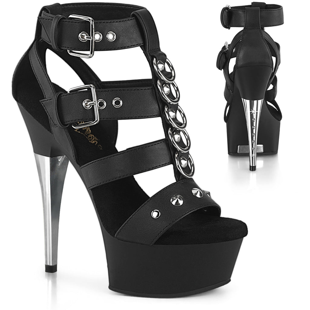 6" Heel, 1 3/4" Pf Strappy T-Strap Close Back Sandal Pleaser Pleaser CAPTIVA/658