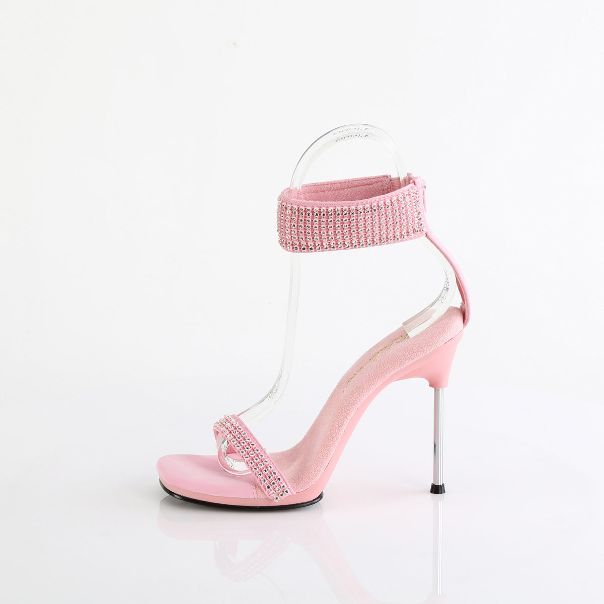 4 1/2" Heel, 1/4" Pf Ankle Strap Sandal W/Rs, Back Zip Pleaser Fabulicious CHIC/40