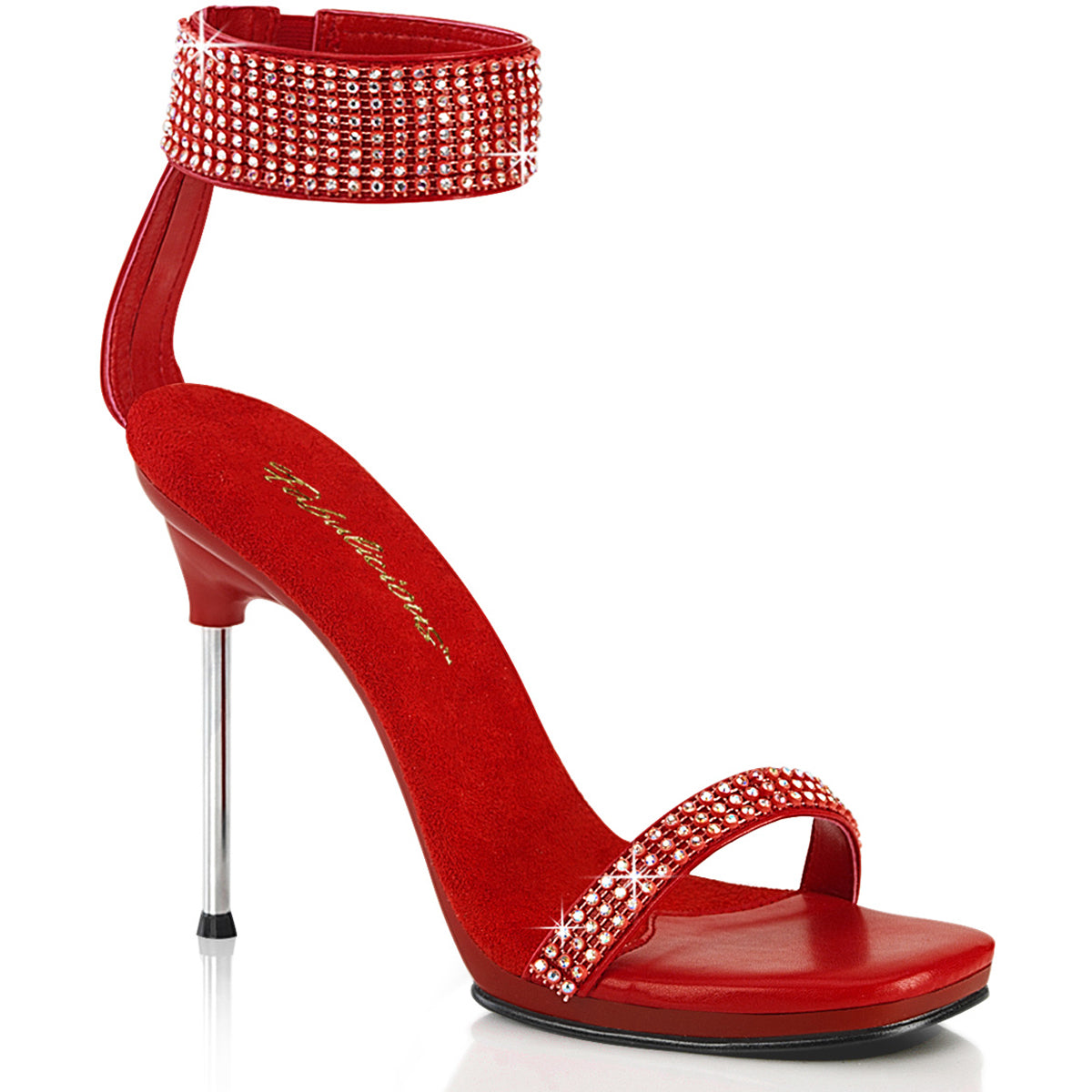 4 1/2" Heel, 1/4" Pf Ankle Strap Sandal W/Rs, Back Zip Pleaser Fabulicious CHIC/40