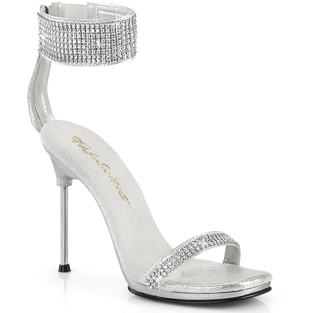 4 1/2" Heel, 1/4" Pf Ankle Strap Sandal W/Rs, Back Zip Pleaser Fabulicious CHIC/40