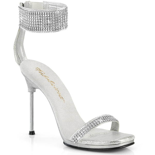 4 1/2" Heel, 1/4" Pf Ankle Strap Sandal W/Rs, Back Zip Pleaser Fabulicious CHIC/40