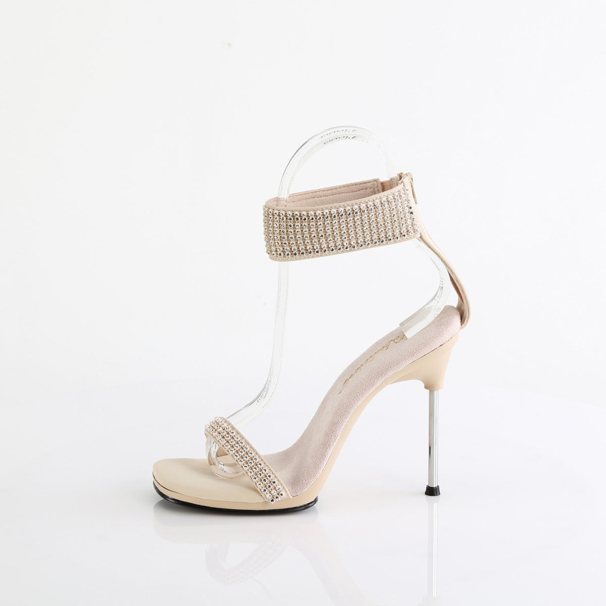 4 1/2" Heel, 1/4" Pf Ankle Strap Sandal W/Rs, Back Zip Pleaser Fabulicious CHIC/40
