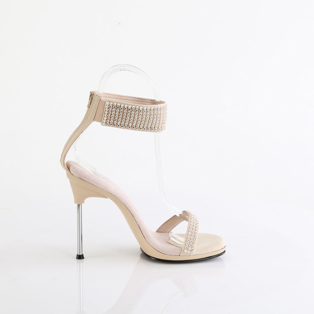 4 1/2" Heel, 1/4" Pf Ankle Strap Sandal W/Rs, Back Zip Pleaser Fabulicious CHIC/40