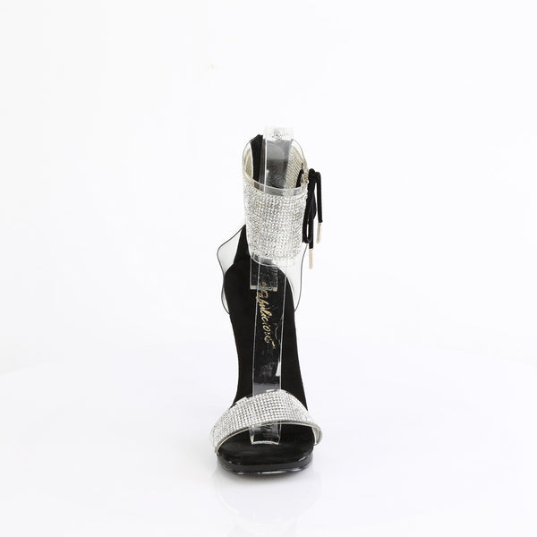 4 1/2" Heel, 1/4" Pf Ankle Cuff Sandal W/Rs, Back Zip Pleaser Fabulicious CHIC/47