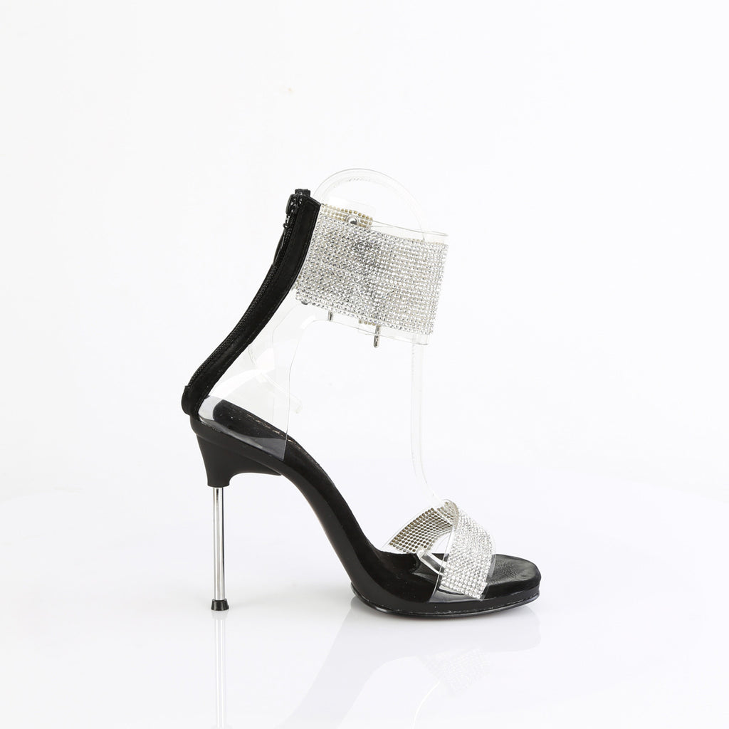 4 1/2" Heel, 1/4" Pf Ankle Cuff Sandal W/Rs, Back Zip Pleaser Fabulicious CHIC/47