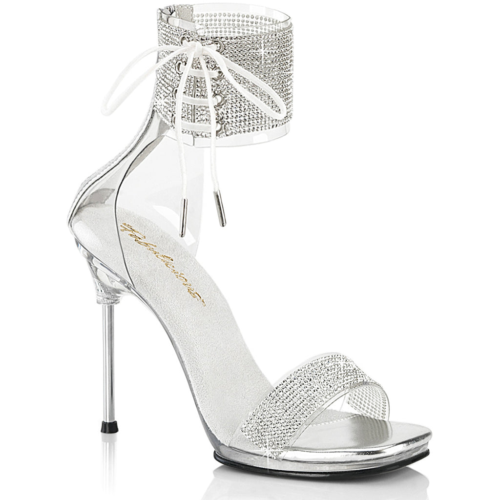 4 1/2" Heel, 1/4" Pf Ankle Cuff Sandal W/Rs, Back Zip Pleaser Fabulicious CHIC/47