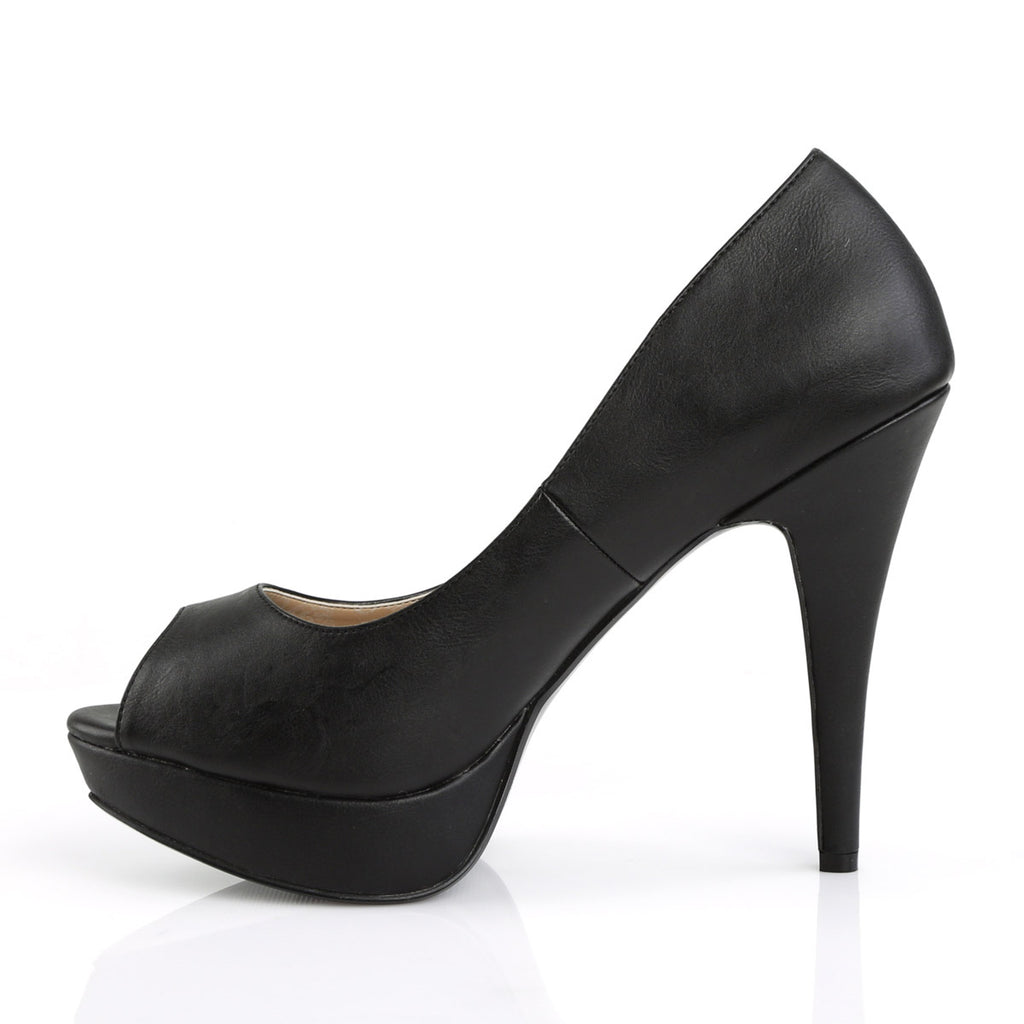 5 1/4" Heel, 1 1/4" Concealed PF Peep Toe Pump Blk Faux Leather Pleaser Pink Label CHLOE/01