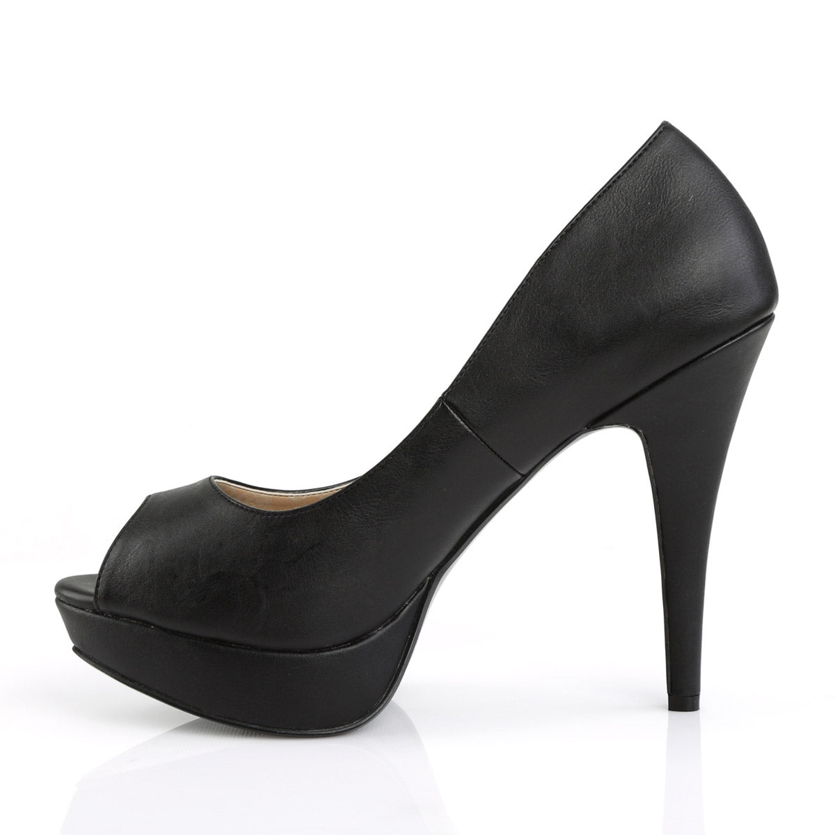 5 1/4" Heel, 1 1/4" Concealed PF Peep Toe Pump Blk Faux Leather Pleaser Pink Label CHLOE/01