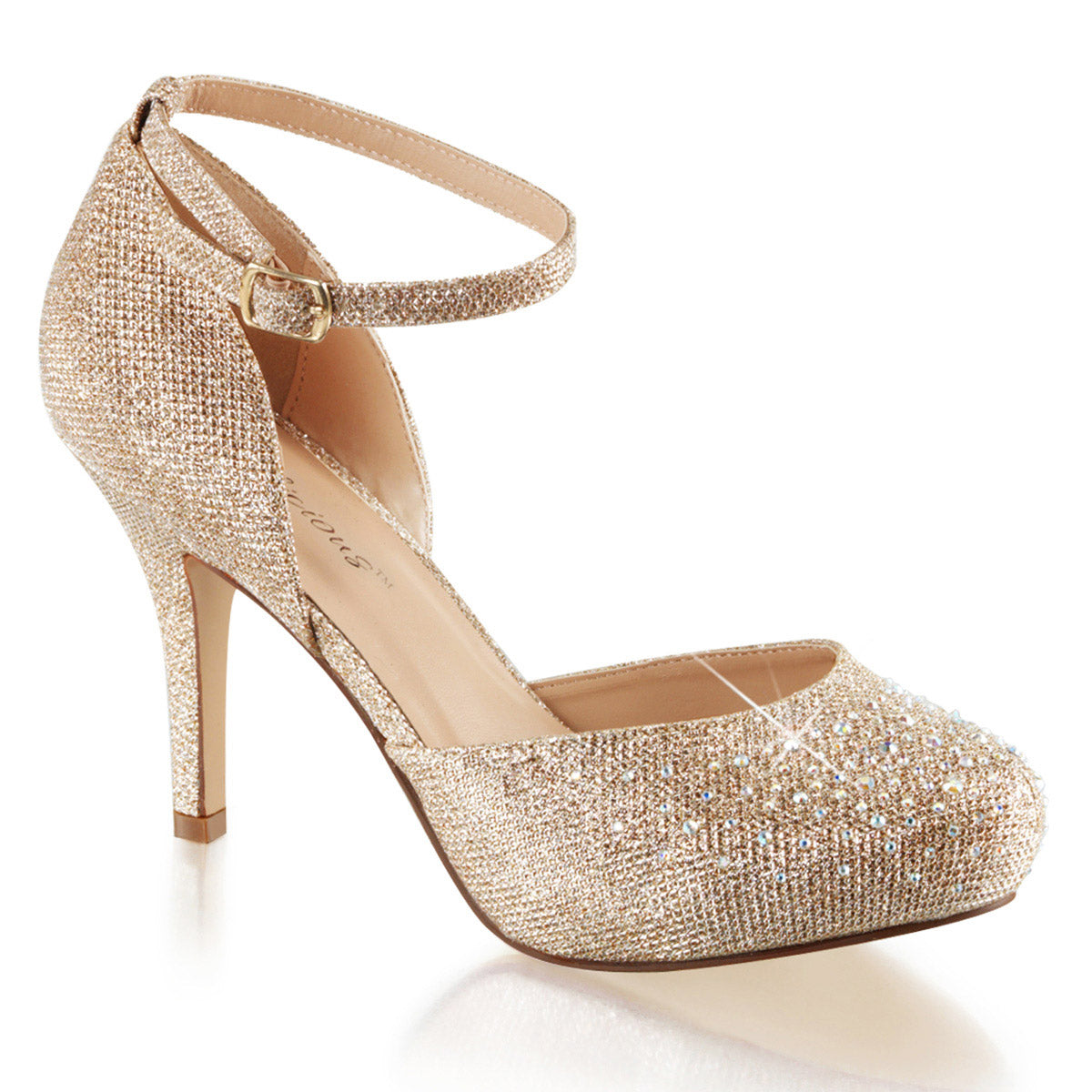 3 1/2" Heel, 1/2" Hidden Pf,  Ankle Strap D'orsay Pump Pleaser Fabulicious COVET/03 Main image