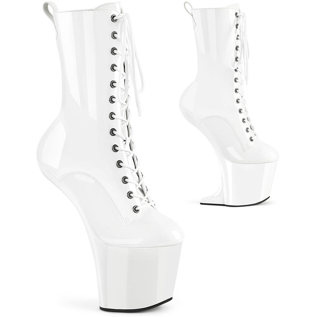 8" Heelless, 3" Pf Lace-Up Front Ankle Boot, Inside Zip Pleaser  CRAZE/1040
