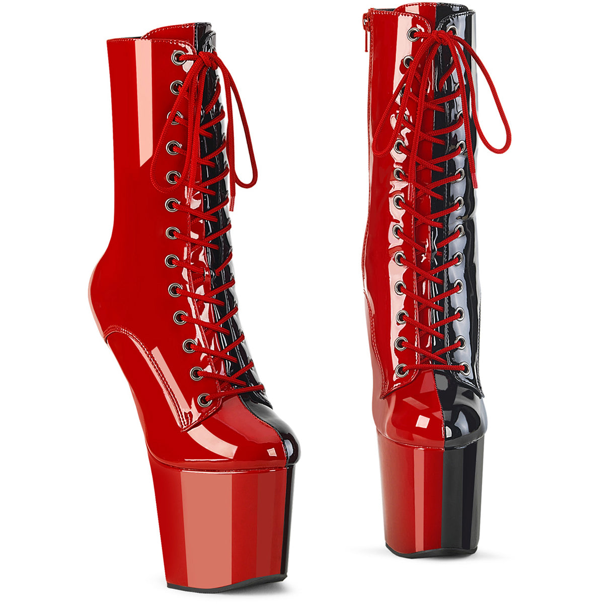 8" Heelless, 3" Pf Two Tone Lace-Up Ankle Boot, Side Zip Secondary image