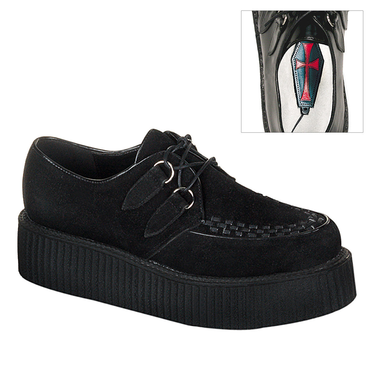 Rockabilly Punk Goth Suede Lace Platform Creeper Boots Boat Shoes Pleaser Demonia CREEPER/402S Main image