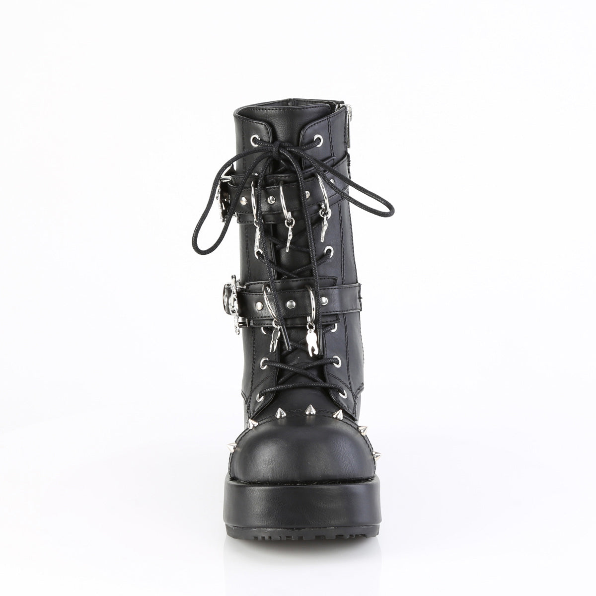 Demonia 2 3/4 Inch Platform Lace-Up Ankle Boots with Skull Buckle Straps Secondary image