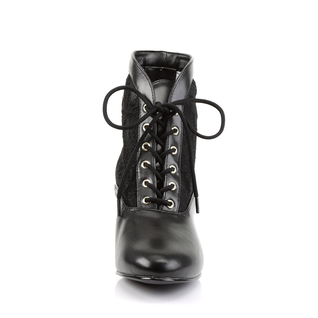 Sexy Lace Victorian Ankle Booties Pioneer No Zip Kitten Heels Shoes Pleaser Funtasma DAME/05