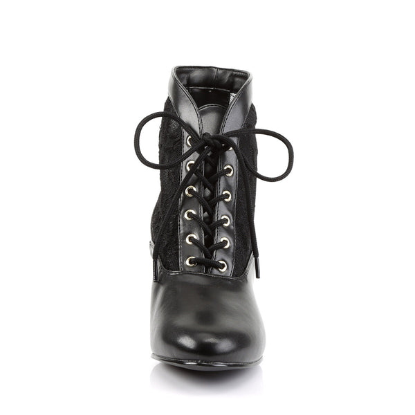 Sexy Lace Victorian Ankle Booties Pioneer No Zip Kitten Heels Shoes Pleaser Funtasma DAME/05