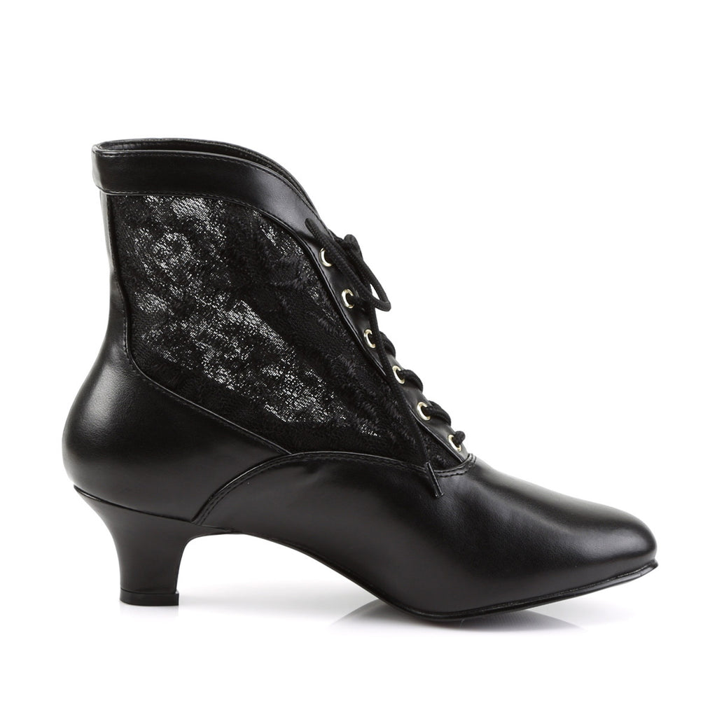 Sexy Lace Victorian Ankle Booties Pioneer No Zip Kitten Heels Shoes Pleaser Funtasma DAME/05