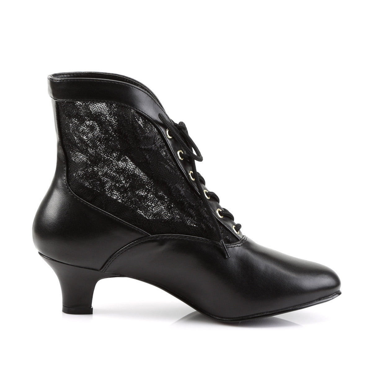 Sexy Lace Victorian Ankle Booties Pioneer No Zip Kitten Heels Shoes Pleaser Funtasma DAME/05
