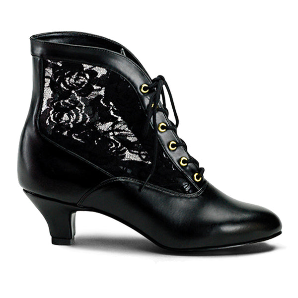 Sexy Lace Victorian Ankle Booties Pioneer No Zip Kitten Heels Shoes Pleaser Funtasma DAME/05