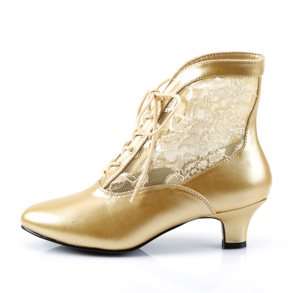Sexy Lace Victorian Ankle Booties Pioneer No Zip Kitten Heels Shoes Pleaser Funtasma DAME/05