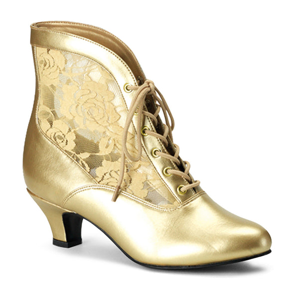 Sexy Lace Victorian Ankle Booties Pioneer No Zip Kitten Heels Shoes Pleaser Funtasma DAME/05