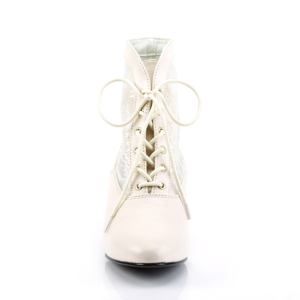 Sexy Lace Victorian Ankle Booties Pioneer No Zip Kitten Heels Shoes Pleaser Funtasma DAME/05
