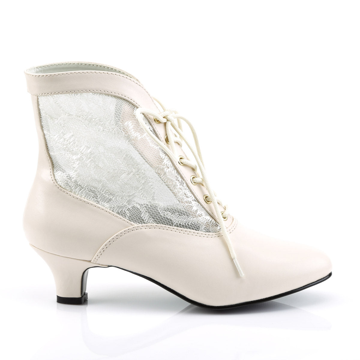 Sexy Lace Victorian Ankle Booties Pioneer No Zip Kitten Heels Shoes Pleaser Funtasma DAME/05