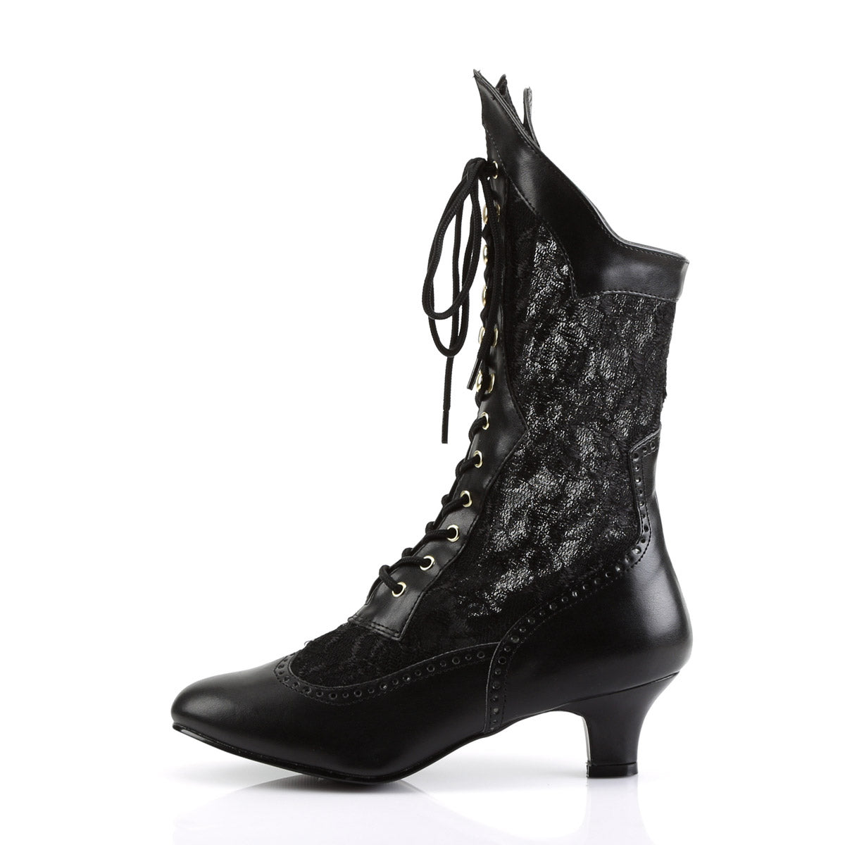 Sexy Lace Victorian Mid Calf Ankle Booties Kitten Heels Boots Shoes Pleaser Funtasma DAME/115