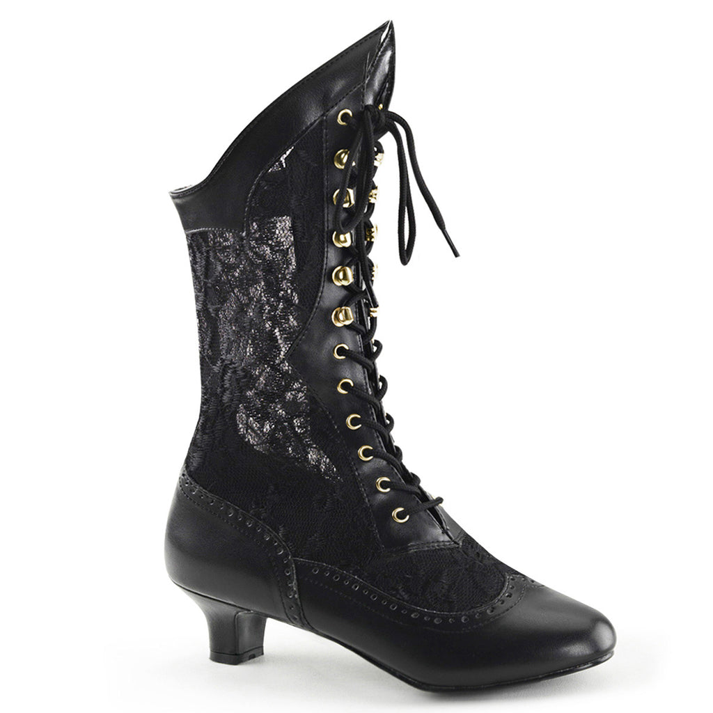 Sexy Lace Victorian Mid Calf Ankle Booties Kitten Heels Boots Shoes Pleaser Funtasma DAME/115