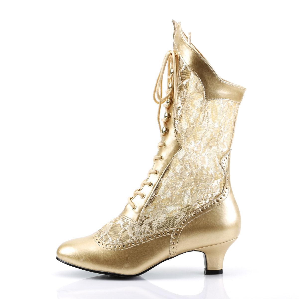 Sexy Lace Victorian Mid Calf Ankle Booties Kitten Heels Boots Shoes Pleaser Funtasma DAME/115