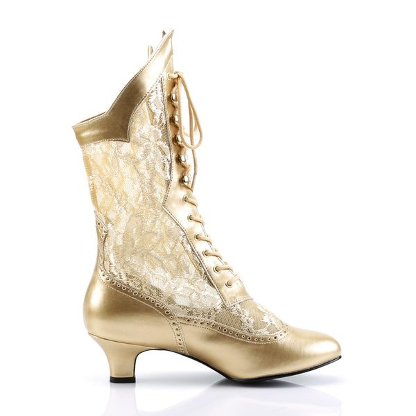 Sexy Lace Victorian Mid Calf Ankle Booties Kitten Heels Boots Shoes Pleaser Funtasma DAME/115