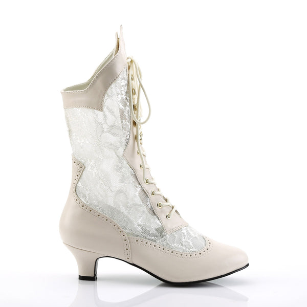 Sexy Lace Victorian Mid Calf Ankle Booties Kitten Heels Boots Shoes Pleaser Funtasma DAME/115