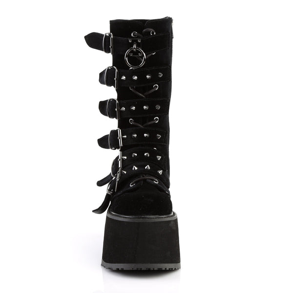 3 1/2" PF Mid-Calf Boot w/ 6 Buckle Straps, Metal Side Zip Pleaser Demonia DAMNED/225
