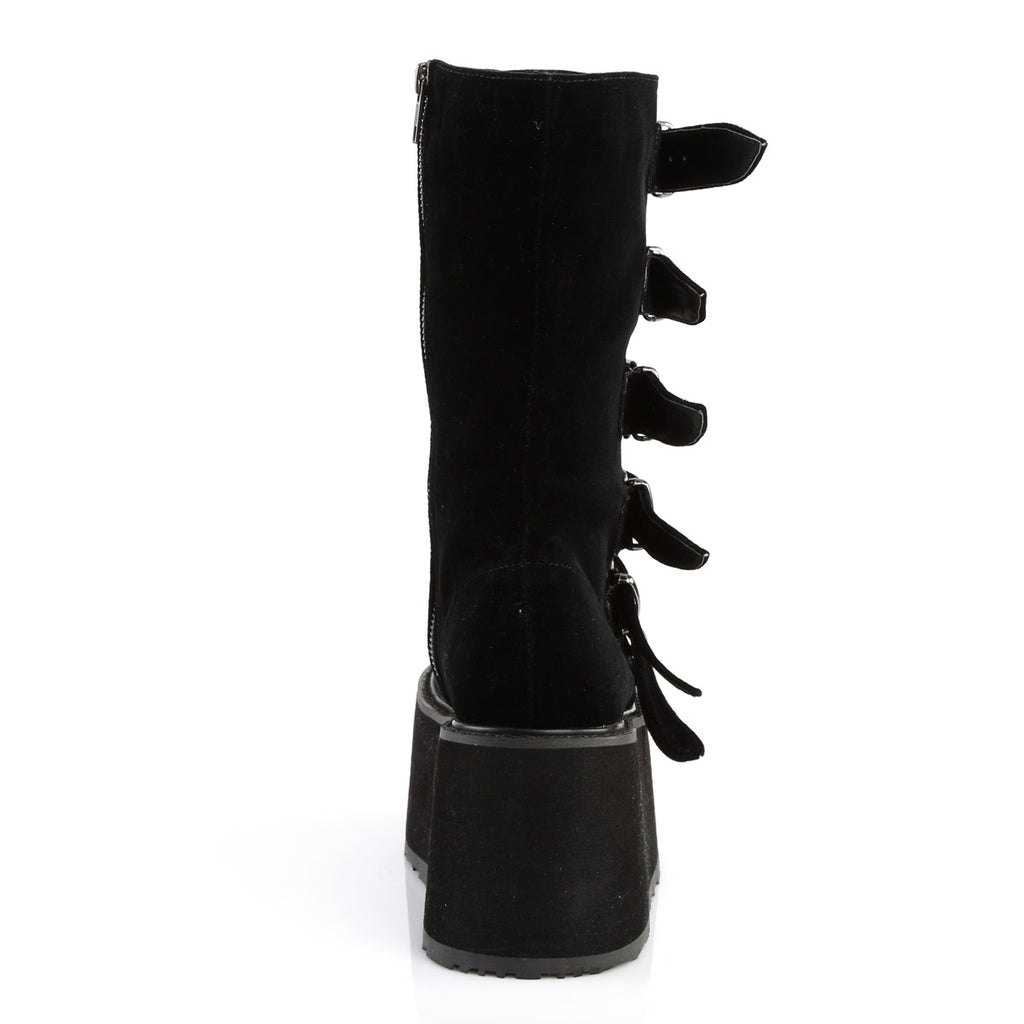 3 1/2" PF Mid-Calf Boot w/ 6 Buckle Straps, Metal Side Zip Pleaser Demonia DAMNED/225
