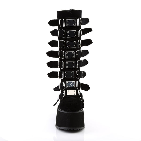 3 1/2" PF Knee High Boot w/ 8 Buckle Straps, Back Metal Zip Pleaser Demonia DAMNED/318