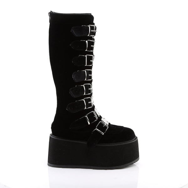 3 1/2" PF Knee High Boot w/ 8 Buckle Straps, Back Metal Zip Pleaser Demonia DAMNED/318