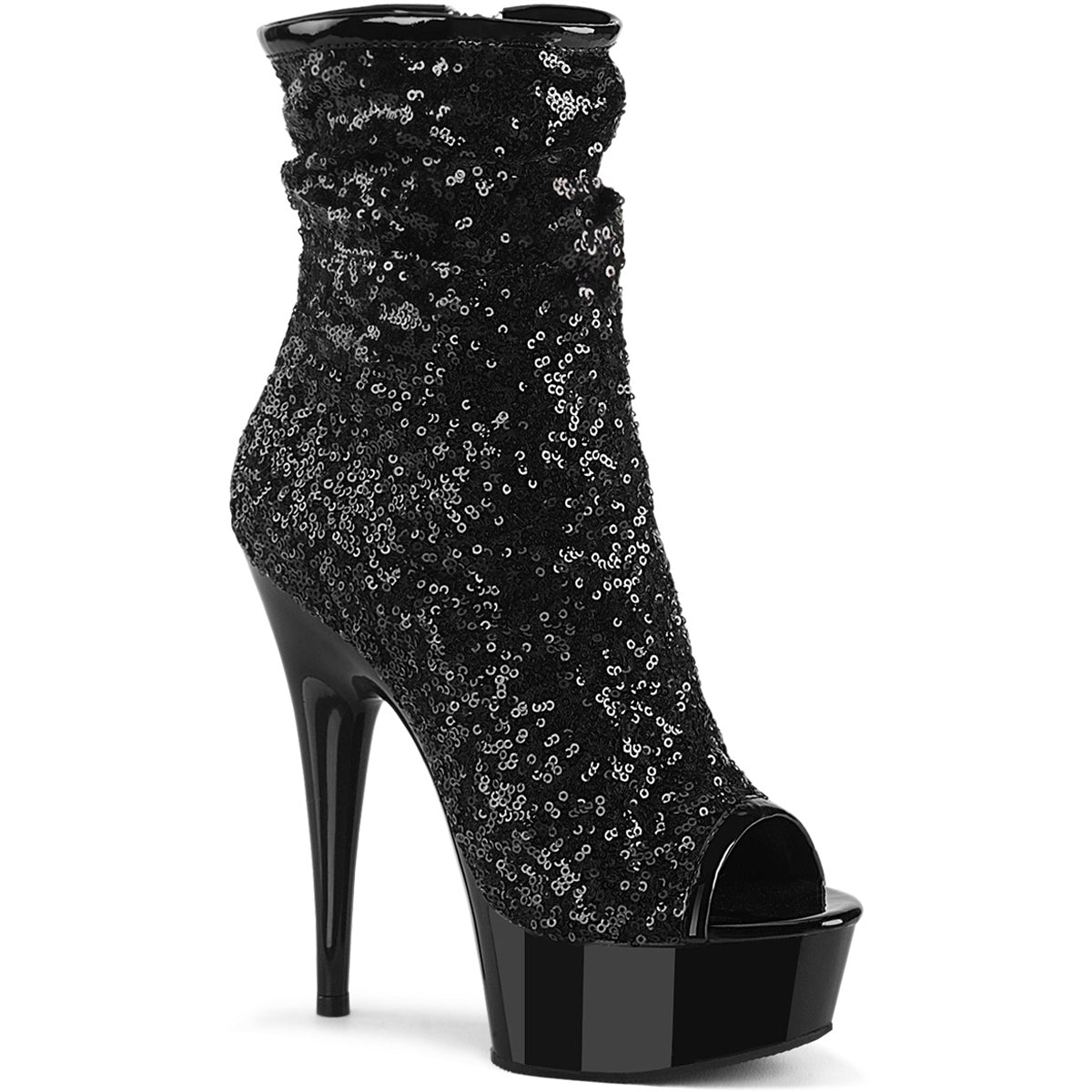 6" Heel, 1 3/4" Pf Peep Toe Ruched Ankle Boot, Side Zip Pleaser Pleaser DELIGHT/1008SQ Main image