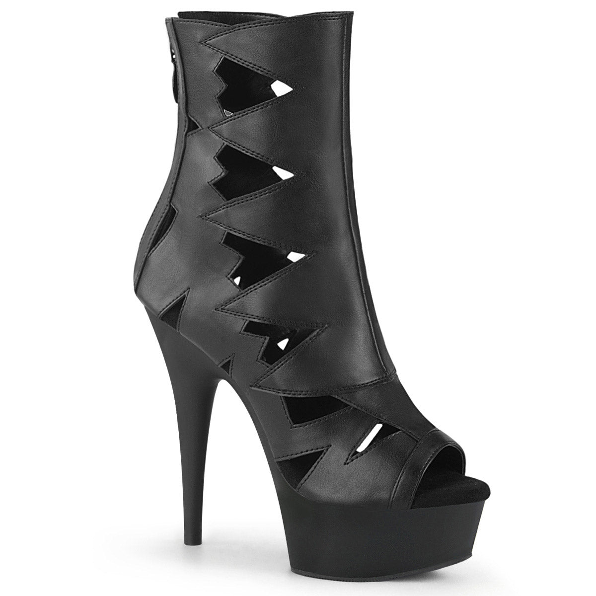 6" Heel, 1" PF Peep Toe Cutout Ankle Boot, Back Zip Pleaser Pleaser DELIGHT/1014 Main image