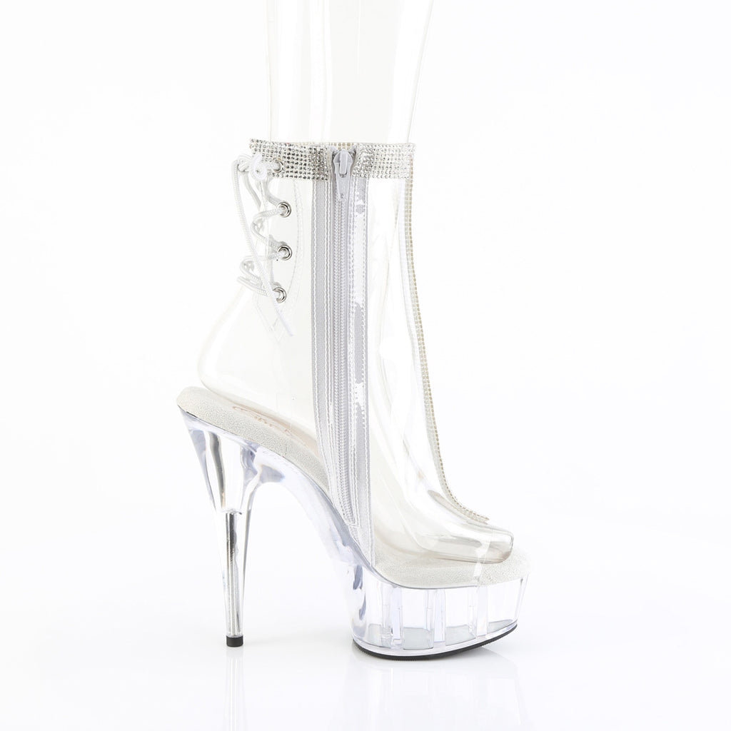 6" Heel, 1 3/4" Pf Open Toe/Heel Ankle Boot, Side Zip Pleaser Pleaser DELIGHT/1018C/2RS