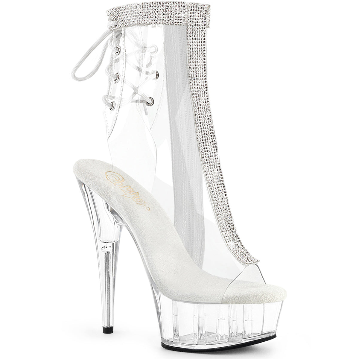6" Heel, 1 3/4" Pf Open Toe/Heel Ankle Boot, Side Zip Pleaser Pleaser DELIGHT/1018C/2RS Main image
