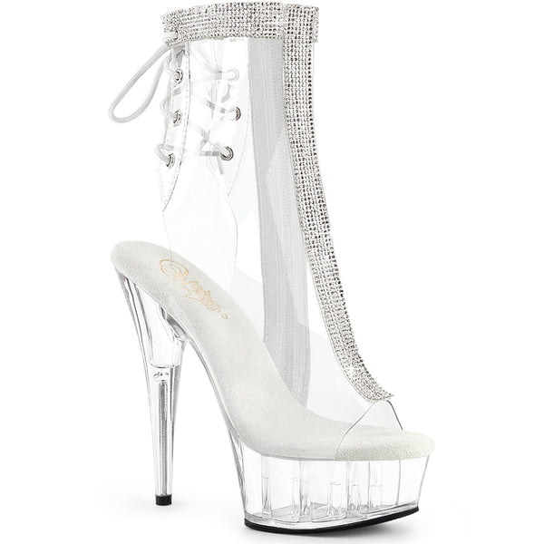 6" Heel, 1 3/4" Pf Open Toe/Heel Ankle Boot, Side Zip Pleaser Pleaser DELIGHT/1018C/2RS