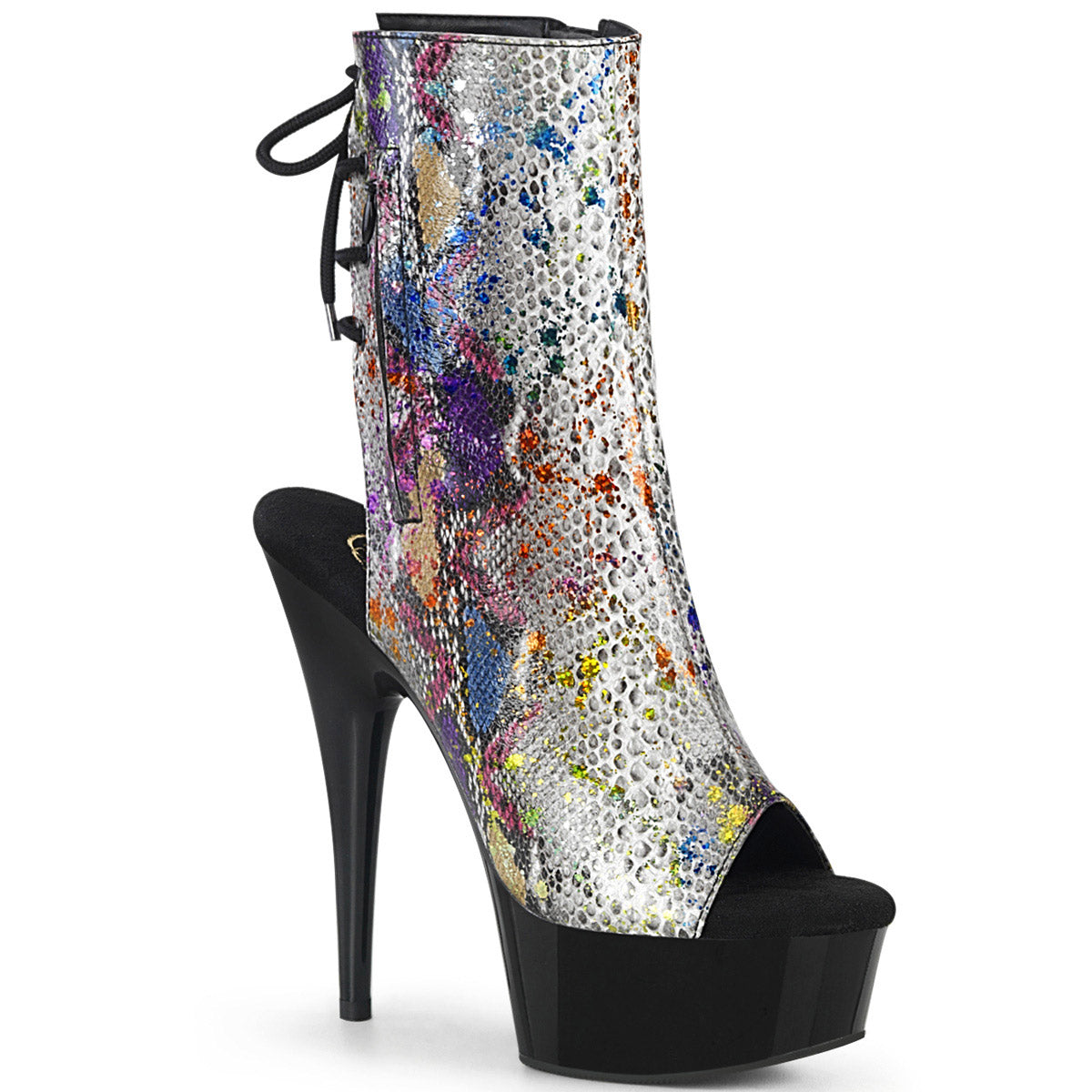 6" Heel, 1" PF Open Toe/Heel Ankle Boot, Side Zip Pleaser Pleaser DELIGHT/1018SP Main image