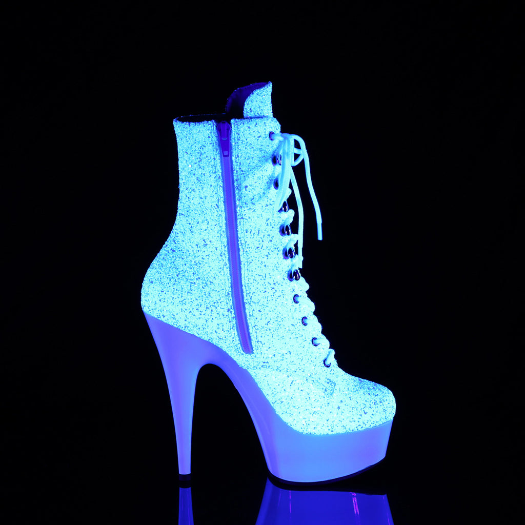 6" Heel, 1 3/4" Pf Uv Lace-Up Front Ankle Boot, Side Zip Pleaser Pleaser DELIGHT/1020LG