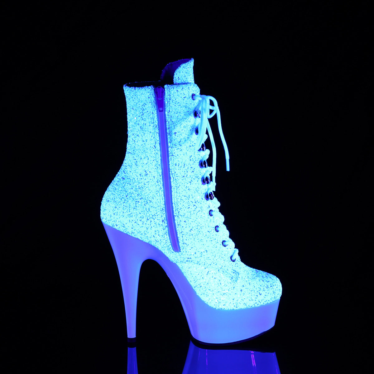 6" Heel, 1 3/4" Pf Uv Lace-Up Front Ankle Boot, Side Zip Pleaser Pleaser DELIGHT/1020LG