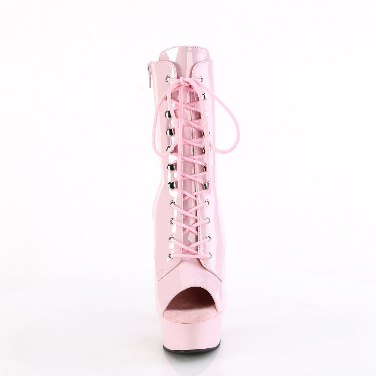 6" Heel, 1 3/4" Pf Peep Toe Lace-Up Ankle Boot, Side Zip Pleaser Pleaser DELIGHT/1021