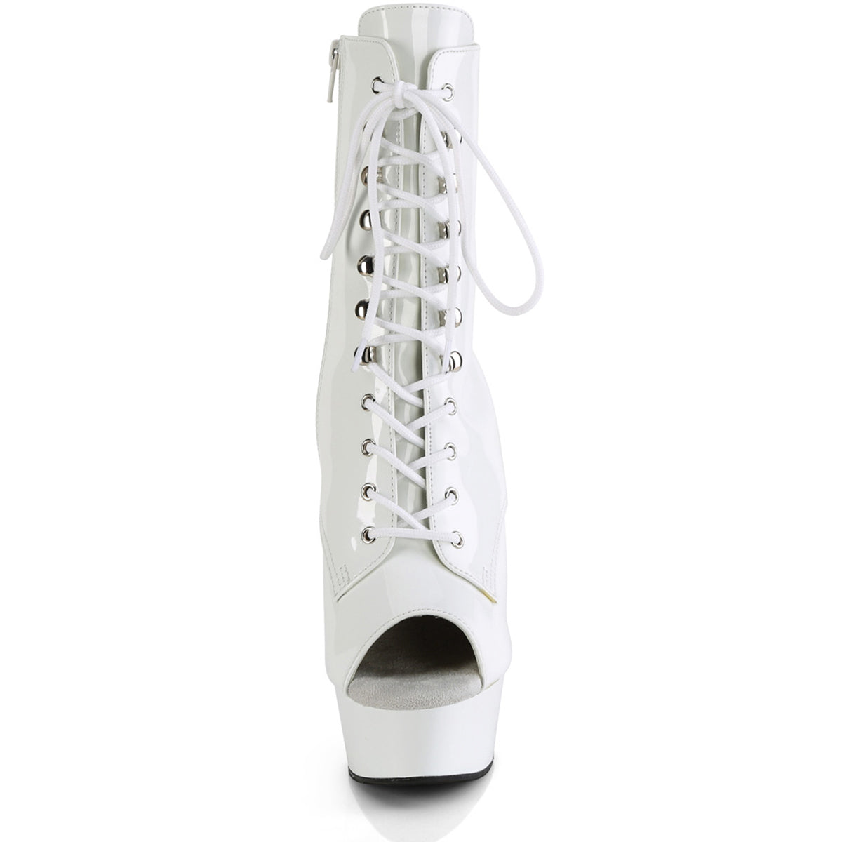 6" Heel, 1 3/4" Pf Peep Toe Lace-Up Ankle Boot, Side Zip Pleaser Pleaser DELIGHT/1021