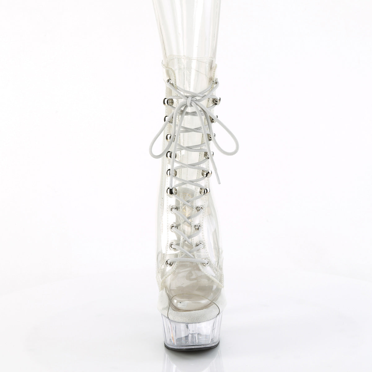 Pleaser Delight 1021C 6 Inch Heel Clear Vinyl Peep Toe Lace-Up Ankle Boots Secondary image