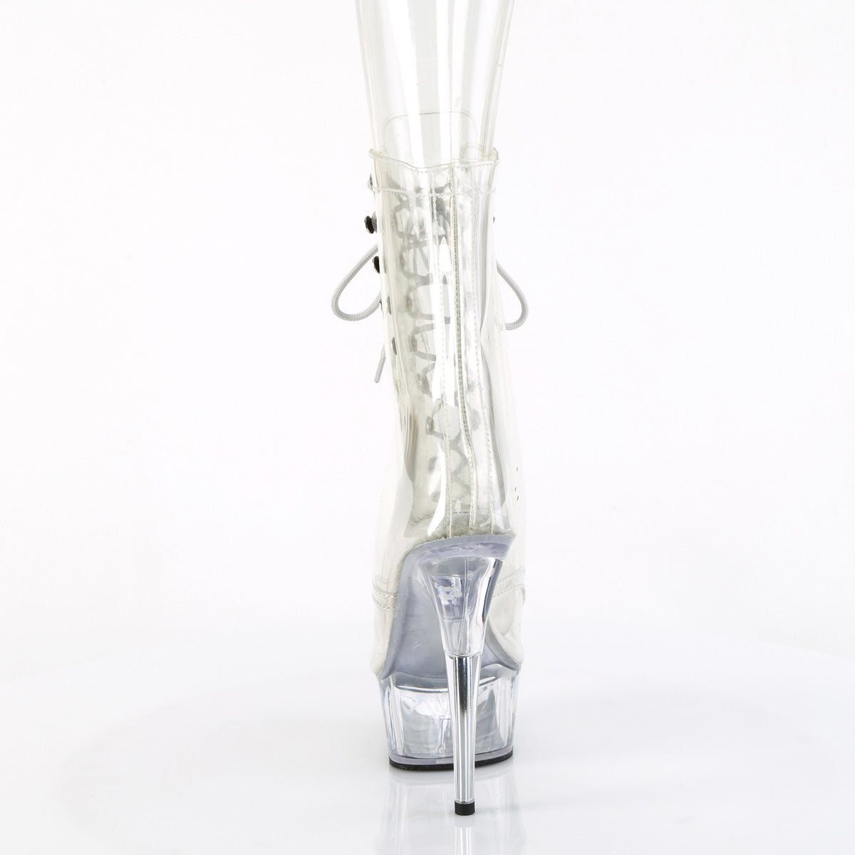 6" Heel, 1 3/4" Pf Clear Peep Toe Lace-Up Ankle Boot Pleaser Pleaser DELIGHT/1021C